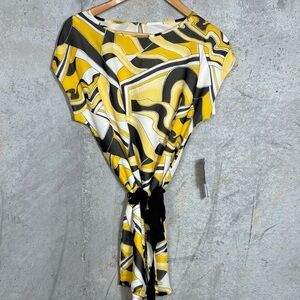 Anne Klein Yellow and Black Geometric Top